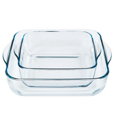 Square Glass Baking Dishes, Ovenware, Casserole, Set of 2